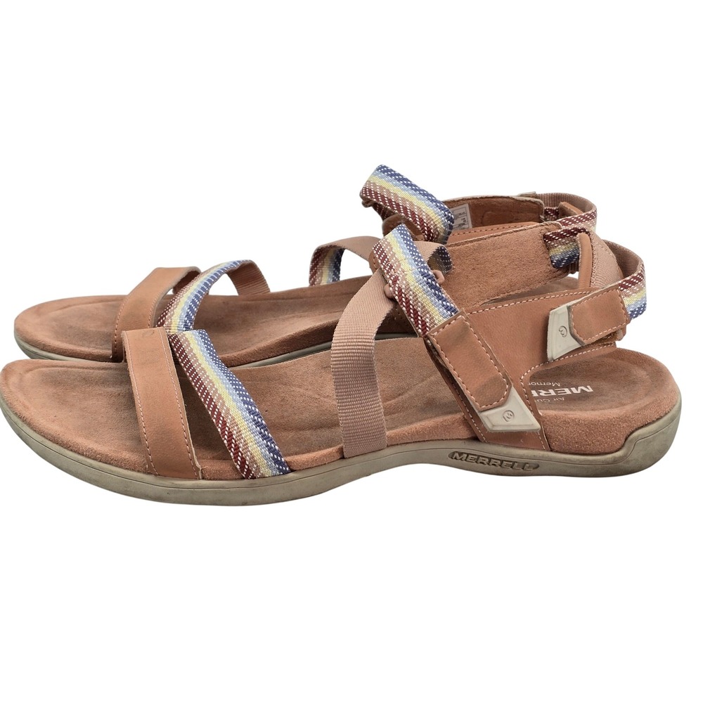 Merrell Tuscany Womens Sandals Tan Leather Striped Strappy J97306 Size 9